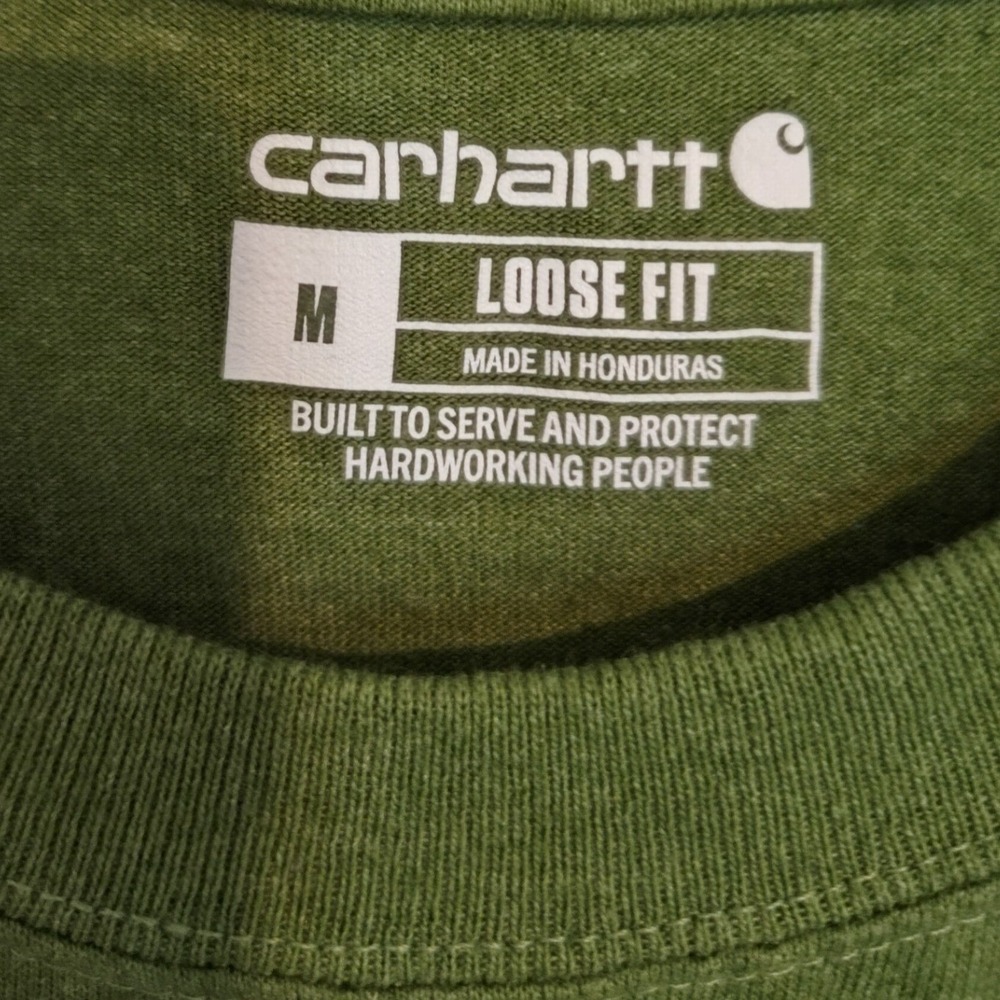 Carhartt Mens Loose Fit Long Sleeve Graphic Logo T-Shirt Green K231 Medium - Picture 3 of 5